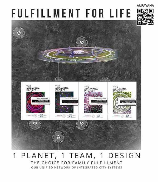 Image shows an integrated city system with the four standards and the phrase one planet, one team, one design